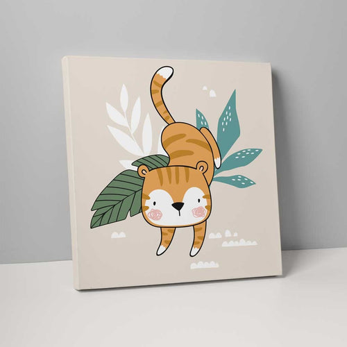 Boho Safari Jungle Tiger Beige and Orange on Canvas | Bowlift