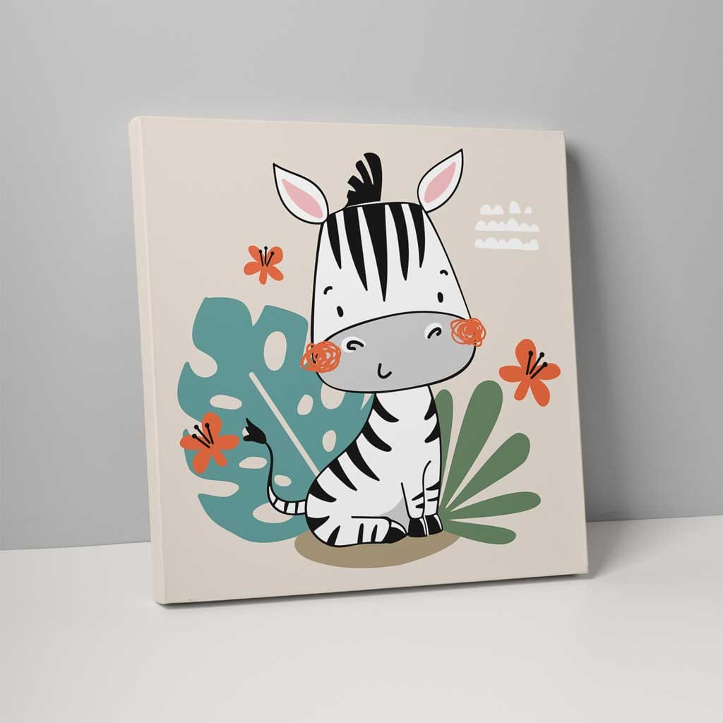 Boho Safari Jungle Zebra Beige, Black and White on Canvas | Bowlift