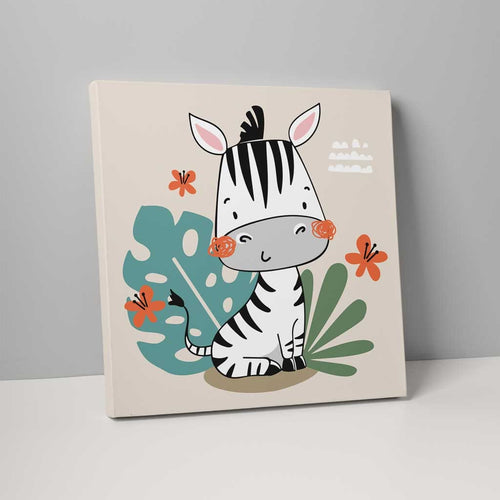 Boho Safari Jungle Zebra Beige, Black and White on Canvas | Bowlift