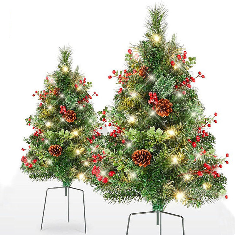 BowLift | Christmas urn decoration with LED lights | Realistic pine branches & berries | Indoor and outdoor