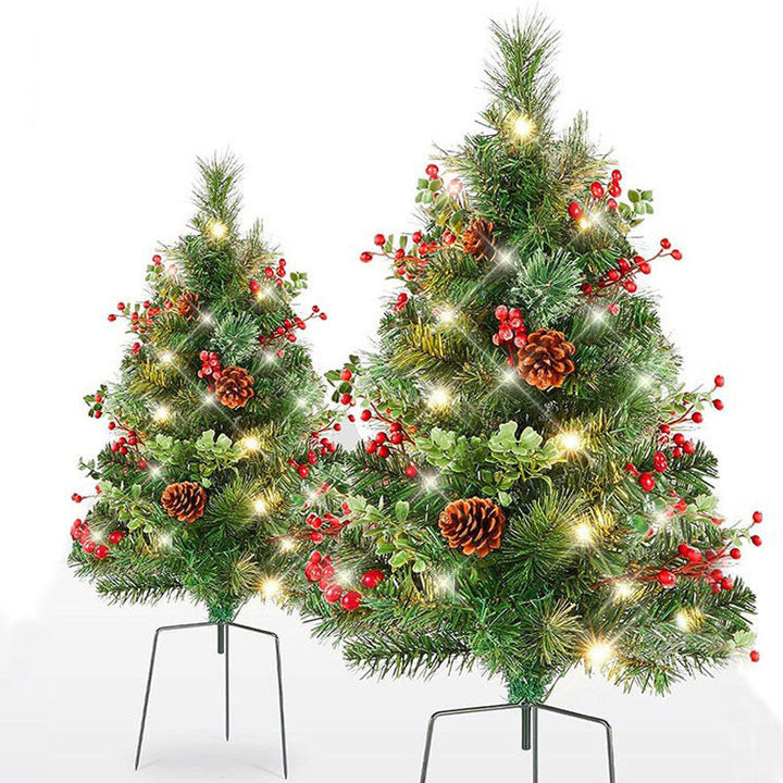 BowLift | Christmas urn decoration with LED lights | Realistic pine branches & berries | Indoor and outdoor