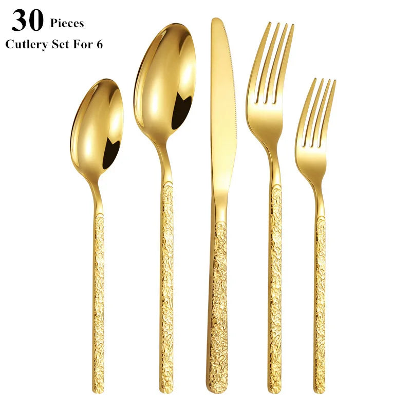 BowLift | 30-Piece Luxury Golden Cutlery Set