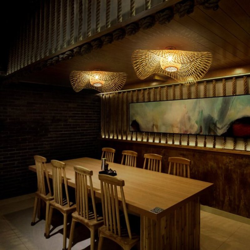 BowLift | MutoCraft Pendant - Elegant Rattan Hanging Light in Japanese Style