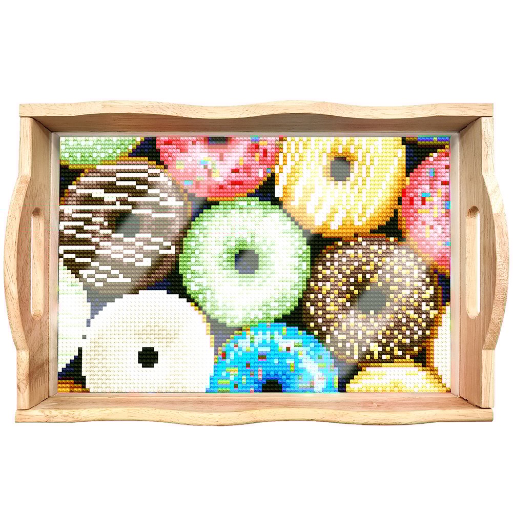 BowLift | DIY Diamond Painting Wooden Tray Food Tray with Handle Living Room Decoration Mandala Wooden Tray Kit