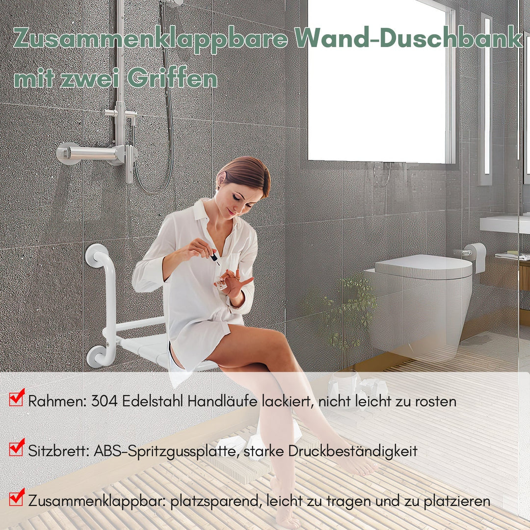 Foldable shower seat with armrests wall-mounted | Bowlift
