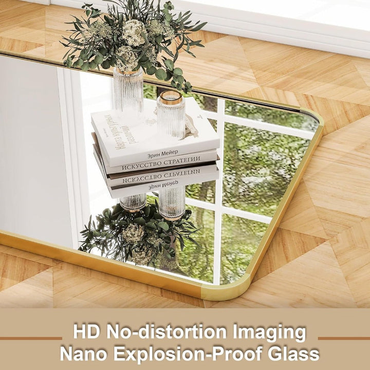 BowLift | Elegant Gold Aluminum Frame Full Length Mirror with Stand