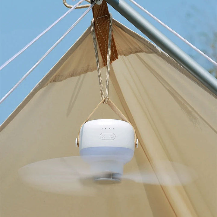 BowLift | Mini portable ceiling fan with LED light & remote control – 4 speeds, USB rechargeable