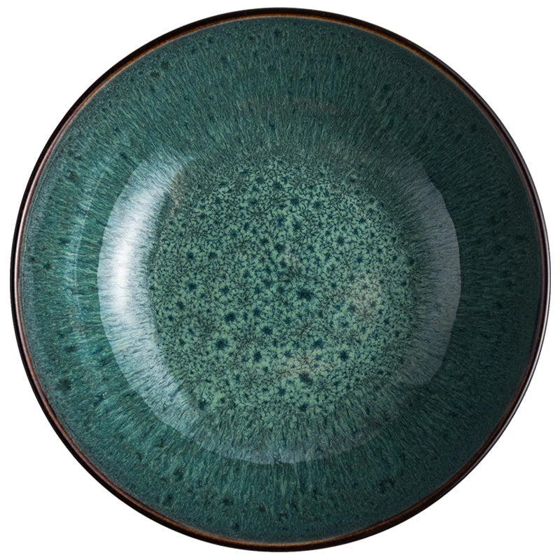 Ceramic Steak Plate Pasta Dish Bowl Cup Kitchen Dinnerware in Green | Bowlift