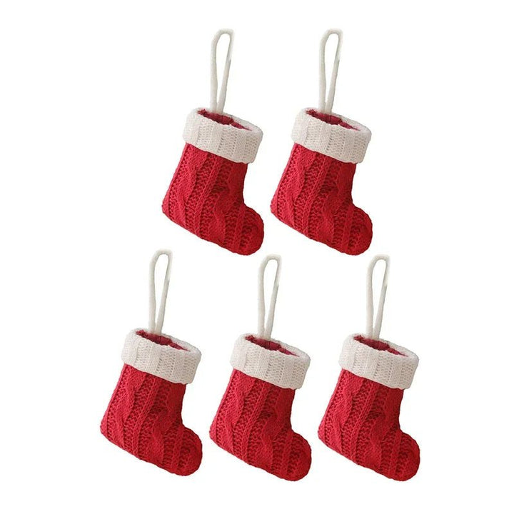 BowLift | Charming Knitted Mini Christmas Socks – Red & Green Hanging Stockings for Festive Home, Party, & Table Décor