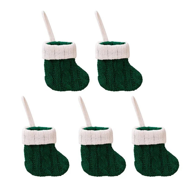 BowLift | Charming Knitted Mini Christmas Socks – Red & Green Hanging Stockings for Festive Home, Party, & Table Décor