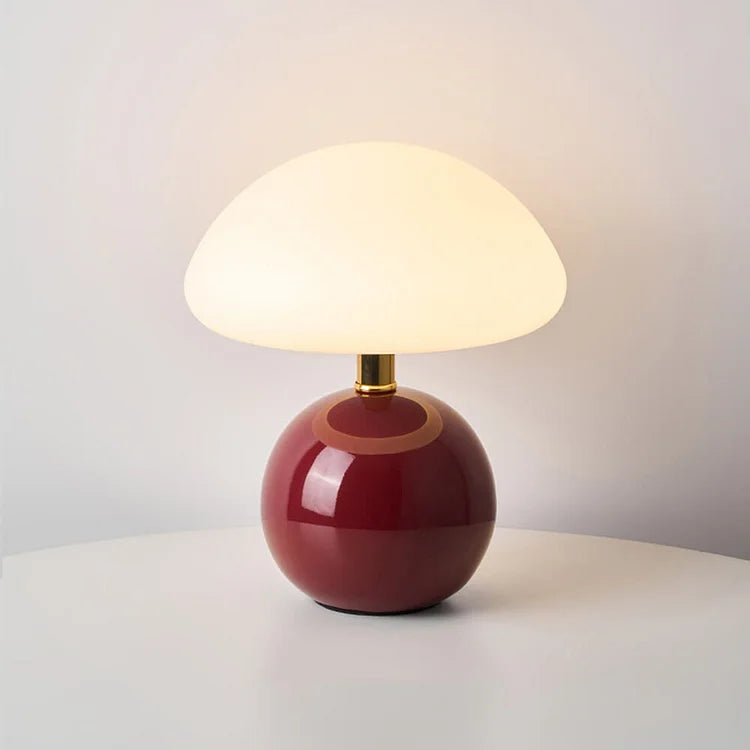 BowLift | Bedside Lamp Ceramic Base Mushroom Shade Light
