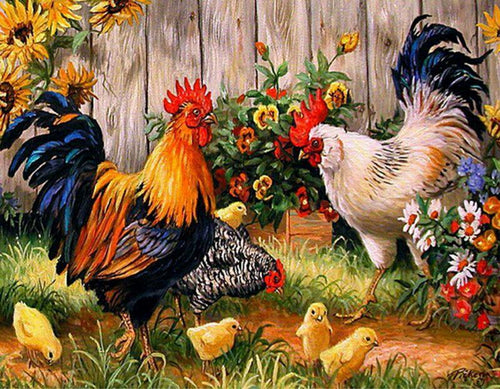 Chickens in the Garden - GemPaint Kit | Bowlift
