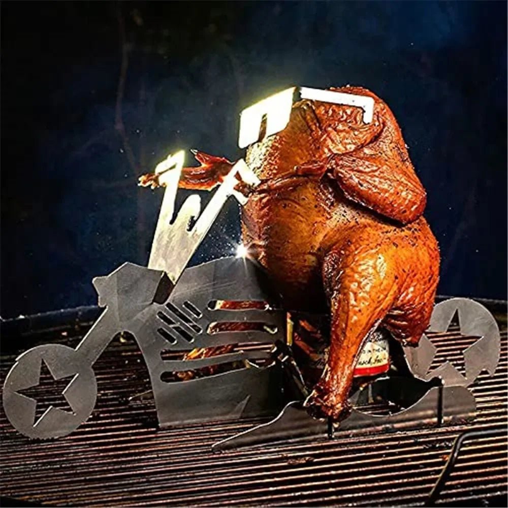 BowLift | CHICKEN GRILL STAND – Stainless Steel BBQ Rack with Beer Can Holder