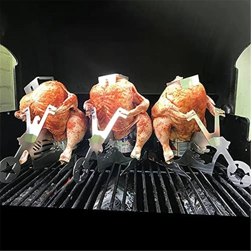 BowLift | CHICKEN GRILL STAND – Stainless Steel BBQ Rack with Beer Can Holder