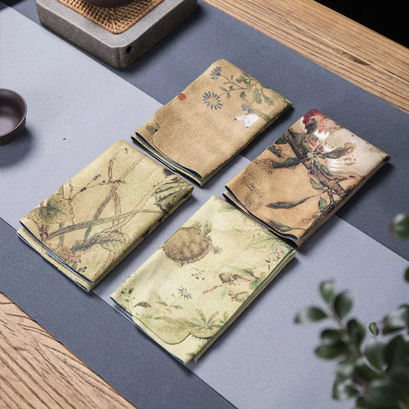 Chinese Style Square Dishcloth Lotus Table Mat Napkins For Plate | Bowlift