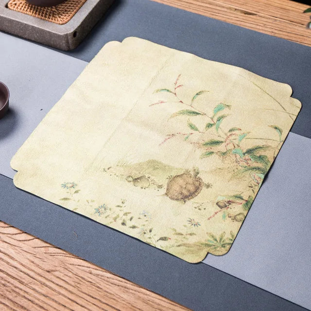 Chinese Style Square Dishcloth Lotus Table Mat Napkins For Plate | Bowlift