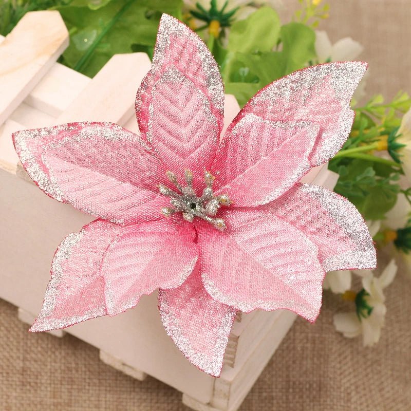 BowLift | Christmas Artificial Poinsettia Flower Heads Tree Pendants – Beautifully Crafted Artificial Poinsettia Flower Ornaments for a Stunning Holiday Home Makeover