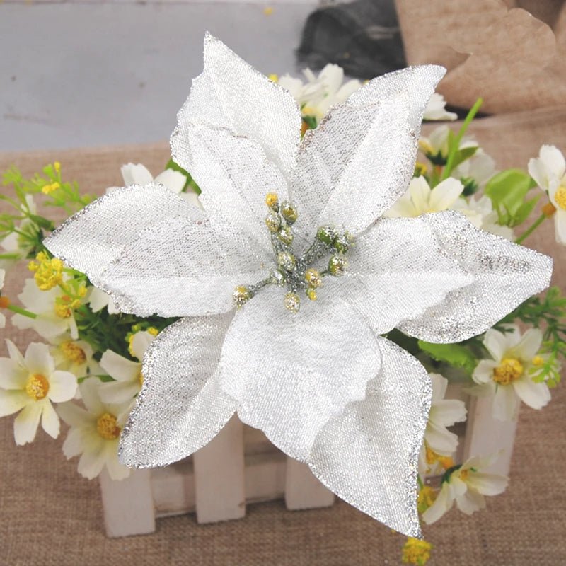 BowLift | Christmas Artificial Poinsettia Flower Heads Tree Pendants – Beautifully Crafted Artificial Poinsettia Flower Ornaments for a Stunning Holiday Home Makeover