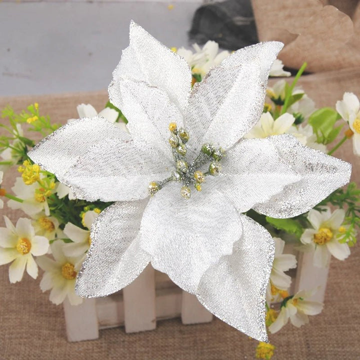 BowLift | Christmas Artificial Poinsettia Flower Heads Tree Pendants – Beautifully Crafted Artificial Poinsettia Flower Ornaments for a Stunning Holiday Home Makeover