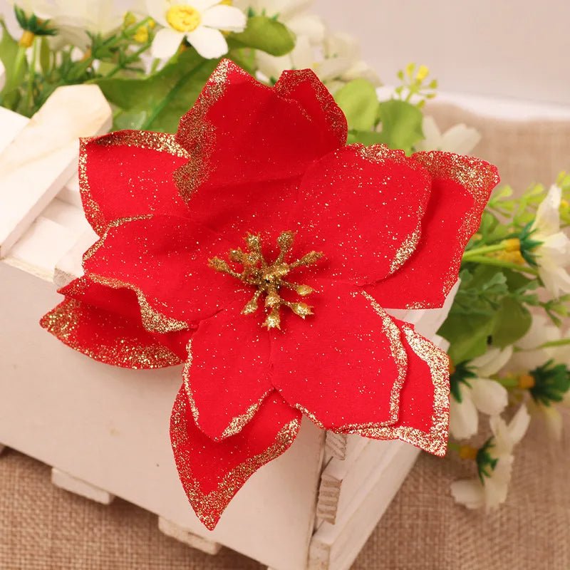 BowLift | Christmas Artificial Poinsettia Flower Heads Tree Pendants – Beautifully Crafted Artificial Poinsettia Flower Ornaments for a Stunning Holiday Home Makeover