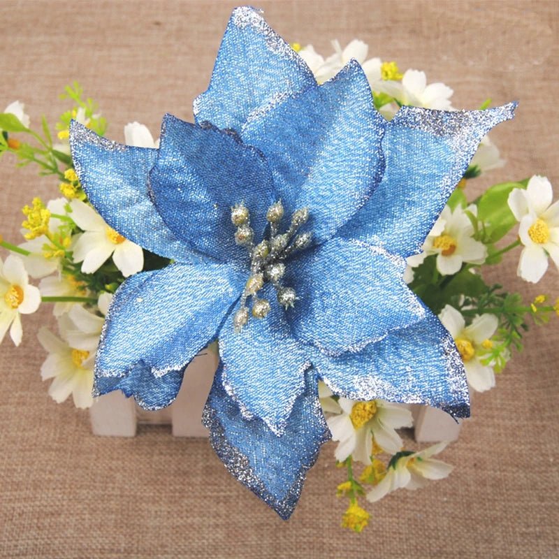 BowLift | Christmas Artificial Poinsettia Flower Heads Tree Pendants – Beautifully Crafted Artificial Poinsettia Flower Ornaments for a Stunning Holiday Home Makeover