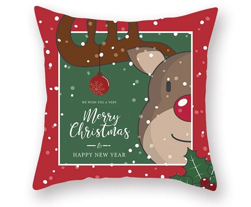 BowLift | Christmas Cushion Cover – Festive Santa & Elk Design for Holiday Decor & Perfect New Year Gift