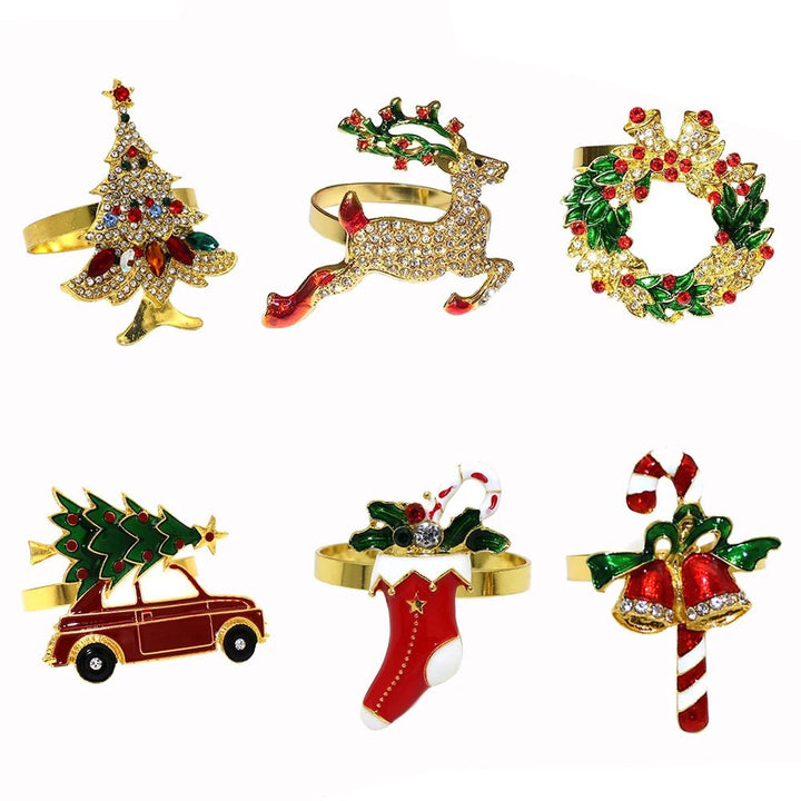 BowLift | Christmas Napkin Rings – Sparkling Deer & Tree Wreath Holders for Festive Weddings & Holiday Table Decor