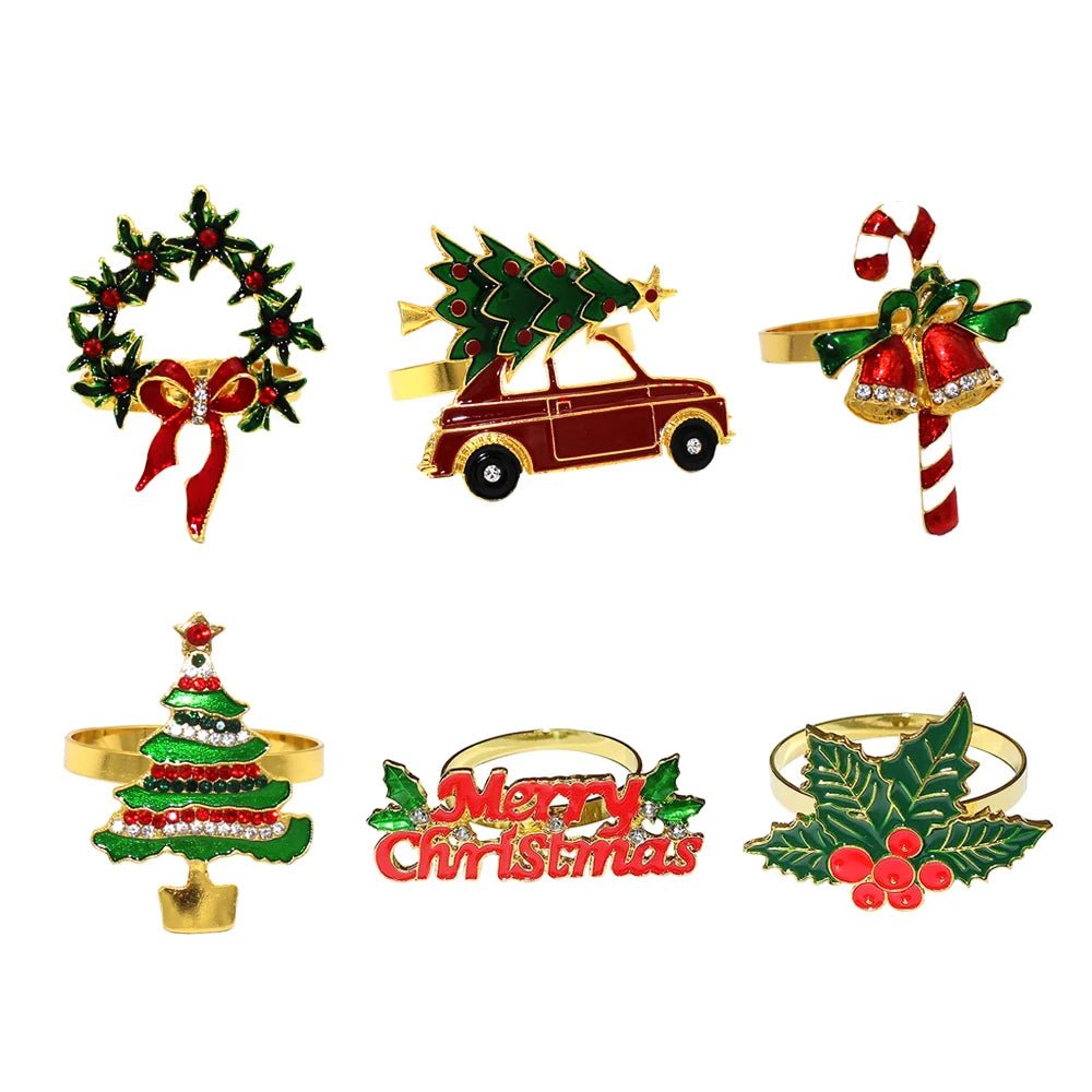 BowLift | Christmas Napkin Rings – Sparkling Deer & Tree Wreath Holders for Festive Weddings & Holiday Table Decor