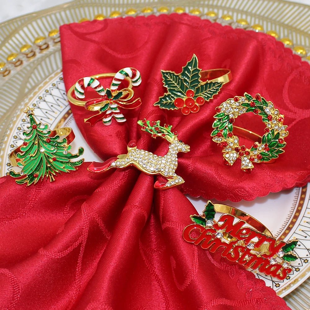 BowLift | Christmas Napkin Rings – Sparkling Deer & Tree Wreath Holders for Festive Weddings & Holiday Table Decor