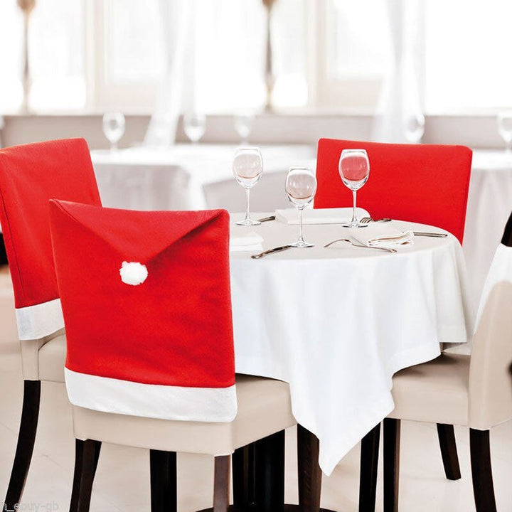 BowLift | Christmas Santa Hat Chair Covers - Festive Chair Elegance - 4 piece set