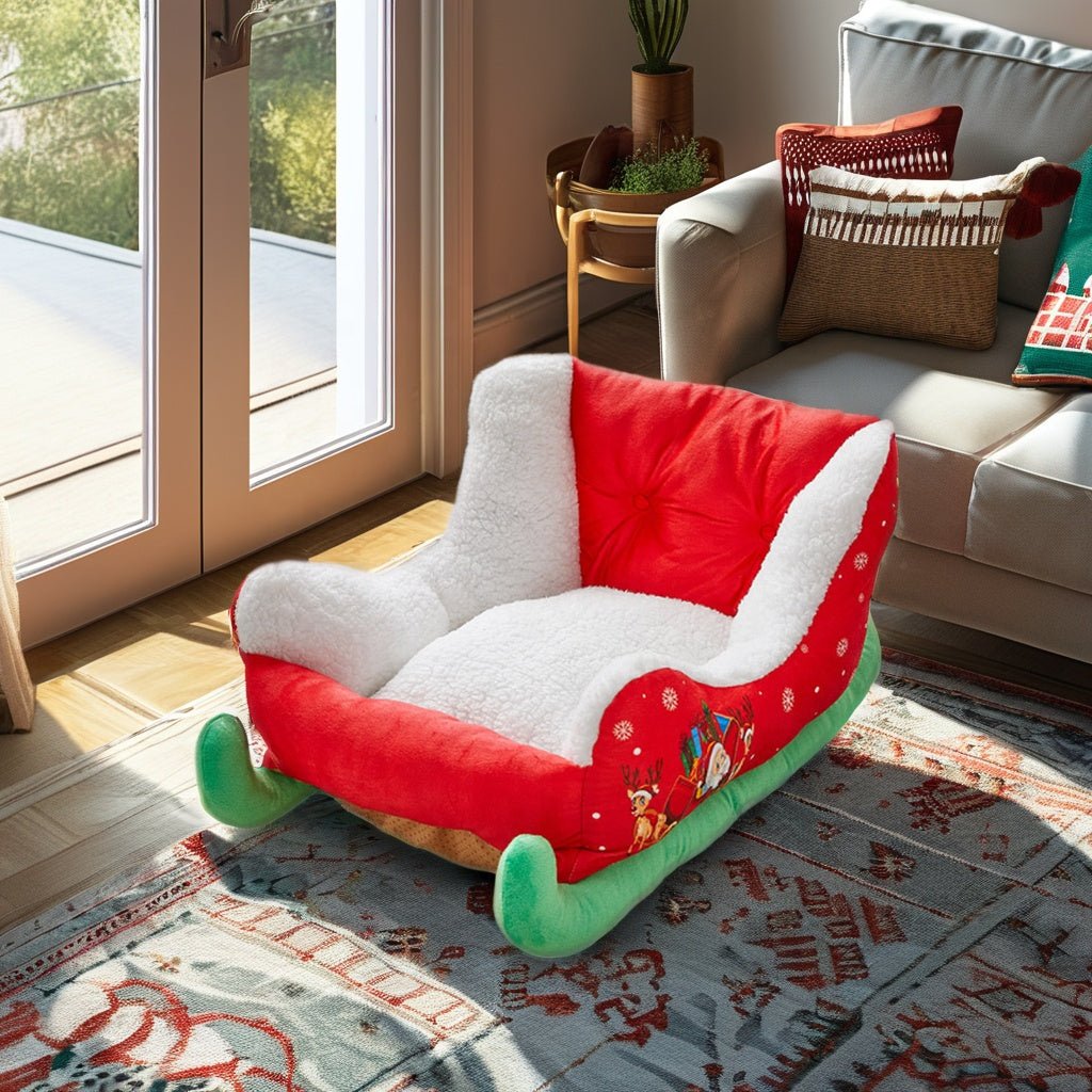 BowLift | Christmas Sleigh Pet Bed – Warm Cloud Nest for Cats & Dogs, the Perfect Winter Retreat for Your Furry Friends