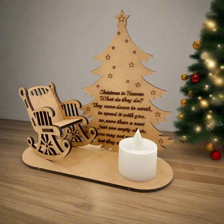 BowLift | Christmas Tealight Candle Holder – "Merry Christmas in Heaven" Remembrance Ornament for Cherished Holiday Memories & Tabletop Décor