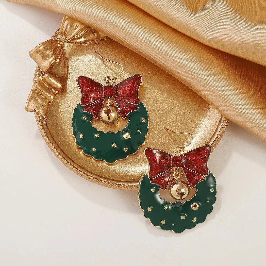 BowLift | Christmas Wreath Bow Drop Earrings