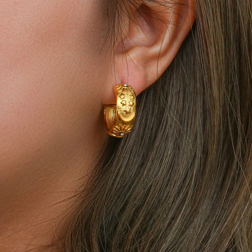 BowLift | Chunky Astrology Embossed Hoop Earrings