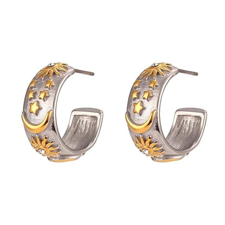 BowLift | Chunky Astrology Embossed Hoop Earrings