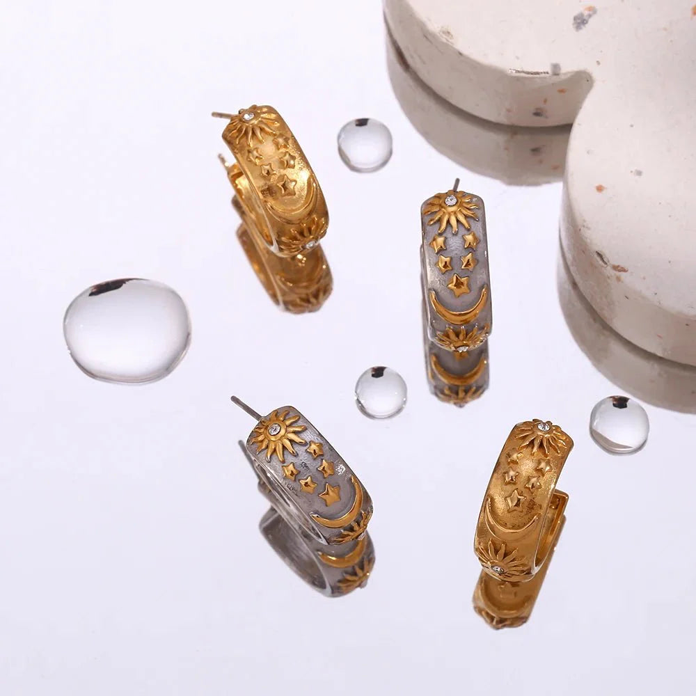 BowLift | Chunky Astrology Embossed Hoop Earrings