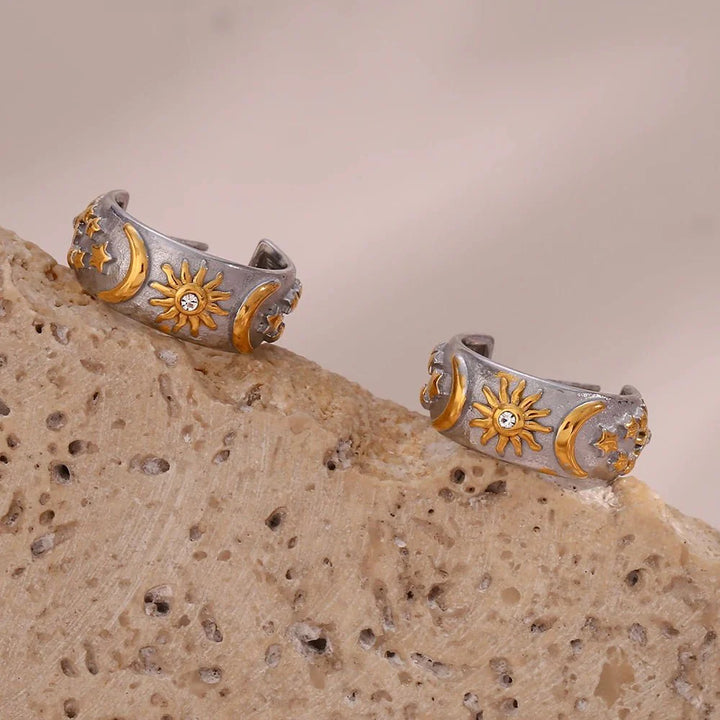 BowLift | Chunky Astrology Embossed Hoop Earrings
