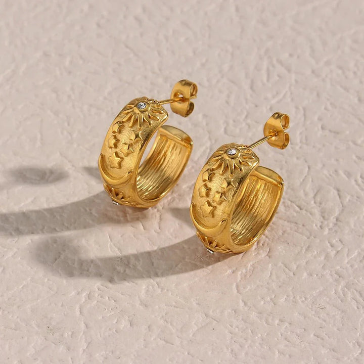 BowLift | Chunky Astrology Embossed Hoop Earrings
