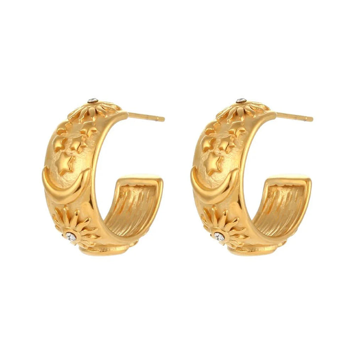 BowLift | Chunky Astrology Embossed Hoop Earrings