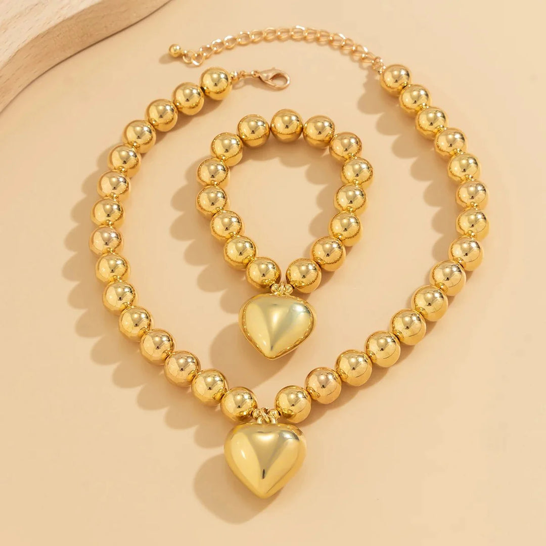 BowLift | Chunky Heart Pendant Necklace and Bracelet Set