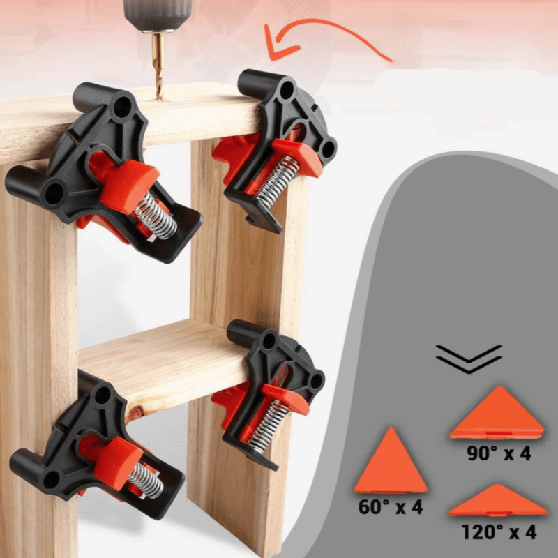 BowLift | CORNERMATE – Adjustable 4-Way Corner Clamp Set for Perfect 60°, 90°, and 120° Angles