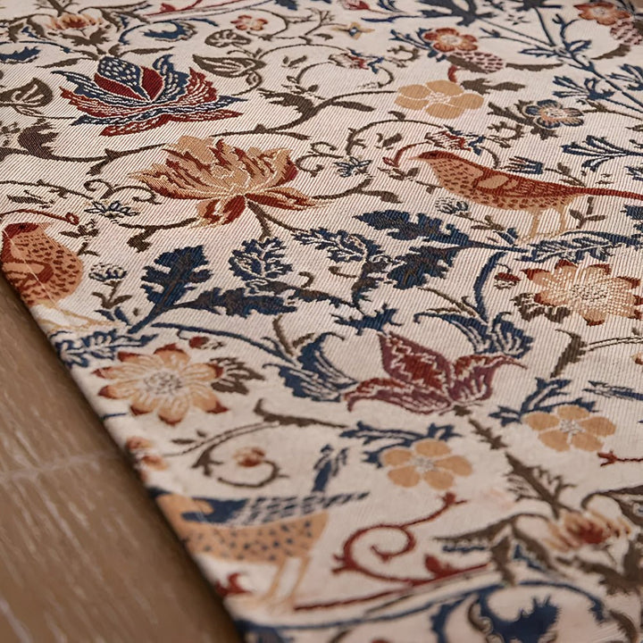 BowLift | EVERBLOOM LINENS – Elegant Table Runner with Floral & Bird Jacquard Design