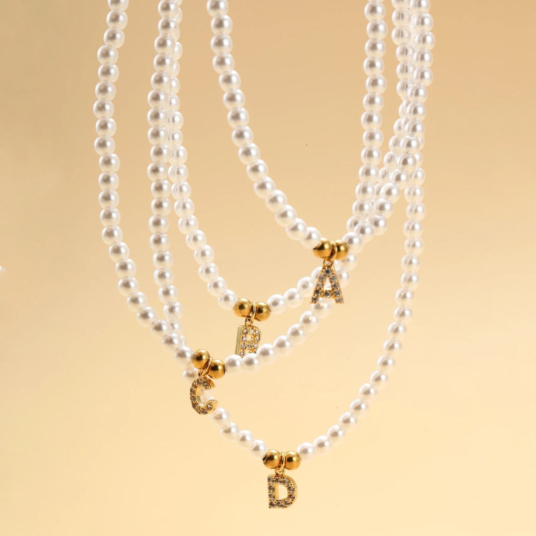 BowLift | Classy Pearl Dainty Initial Letter Necklace