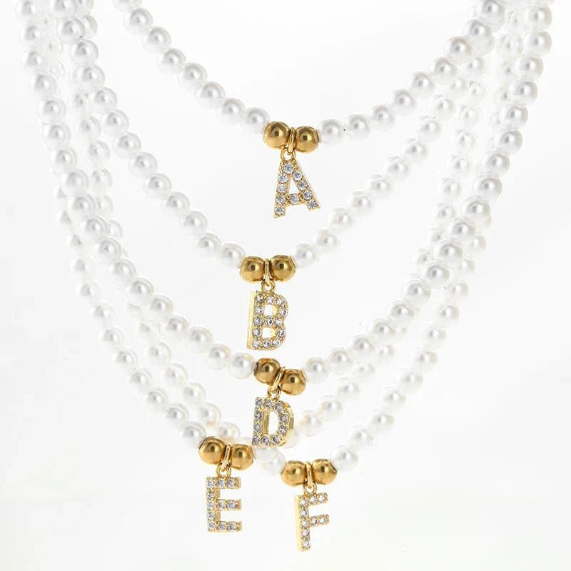 BowLift | Classy Pearl Dainty Initial Letter Necklace