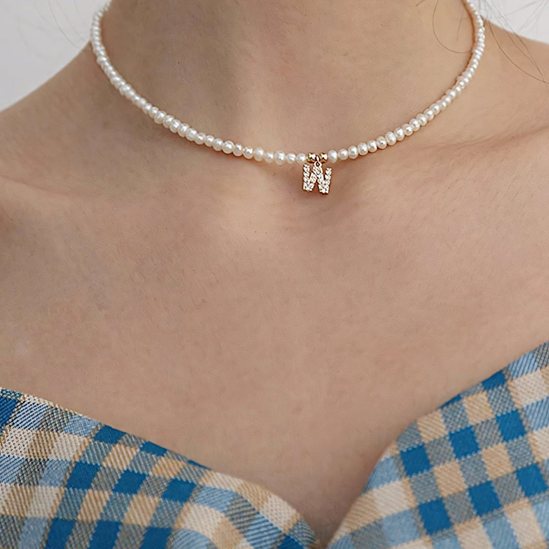 BowLift | Classy Pearl Dainty Initial Letter Necklace
