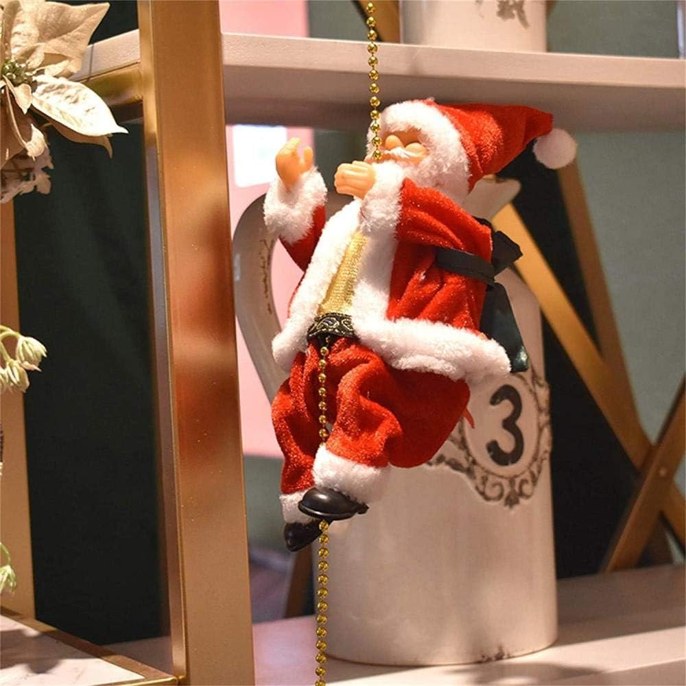 BowLift | Climbing Santa Claus Christmas Ornament - Climbing Santa with Light Music Indoor and Outdoor Christmas Decor