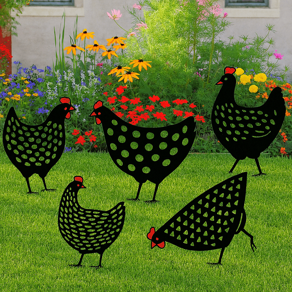 BowLift | Cluckura – Weatherproof Metal Chicken Statue for Garden & Patio