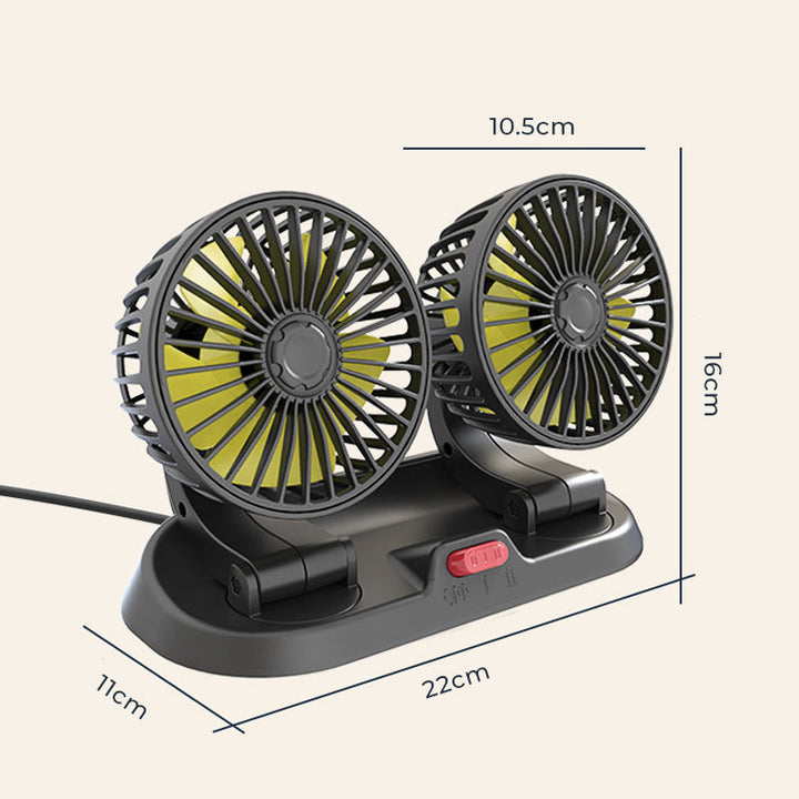 Mini swivel fan with double head for the car | Bowlift