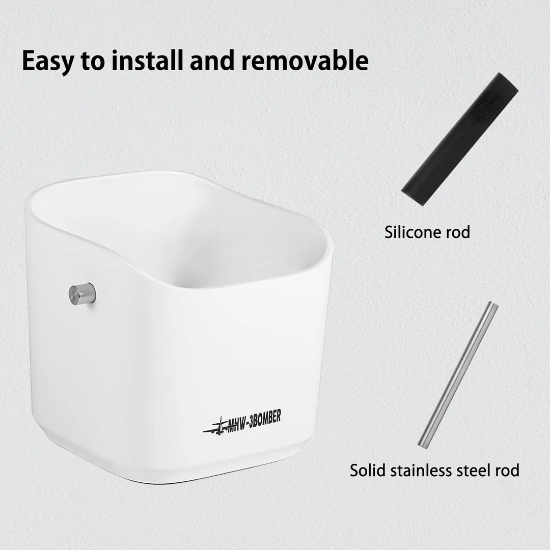 Coffee Grounds Knock Box Square Removable Knock Bar and Non-Slip Base | Bowlift