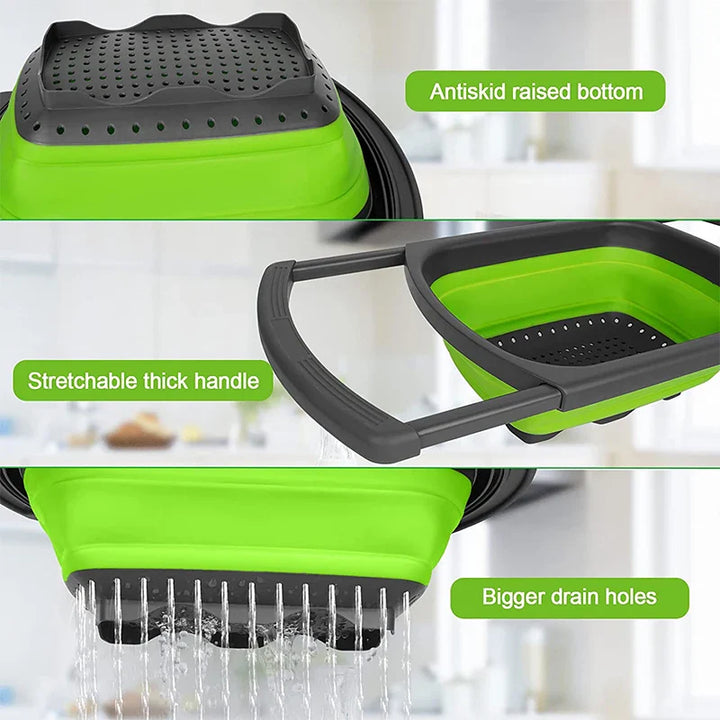 Collapsible Colander with Extendable Handles Over-the-Sink Strainer | Bowlift
